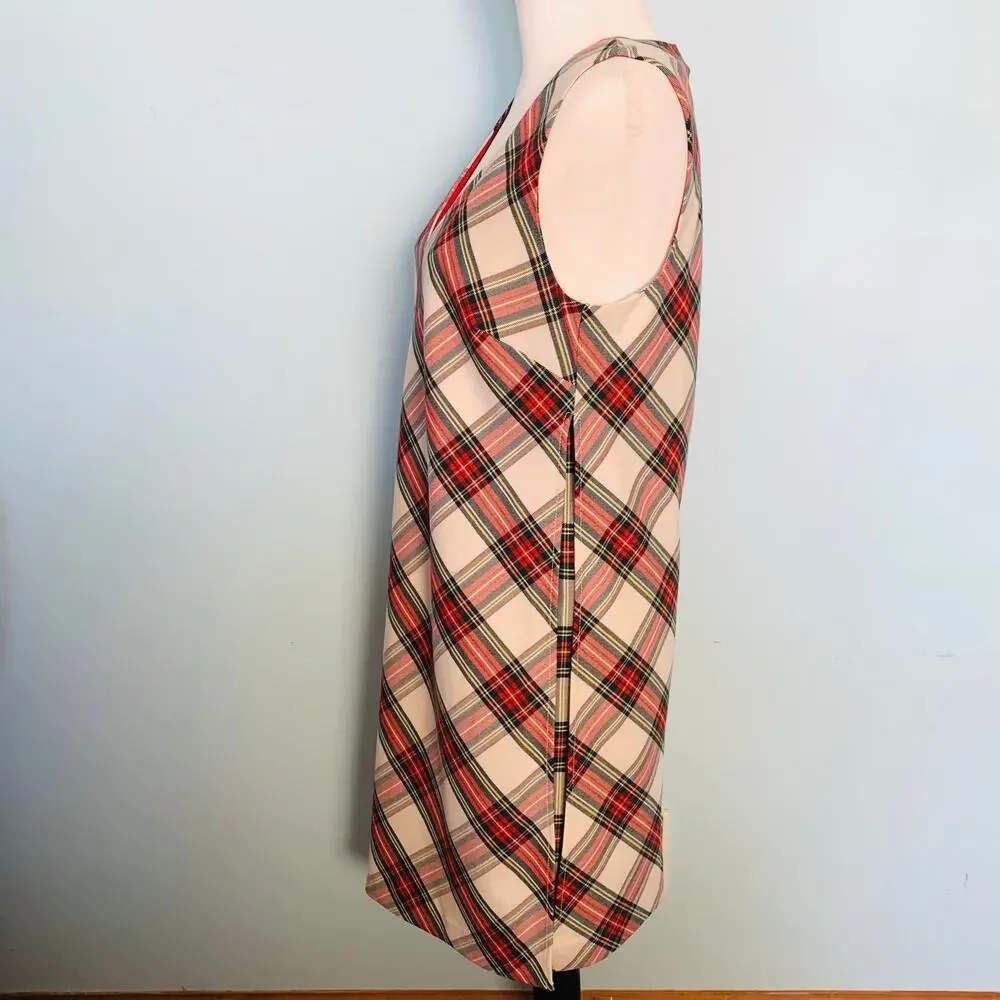Trina Turk 'Brynne' Holiday Tartan Plaid Sleeveless Shift Dress Size 4 - Picture 8 of 11